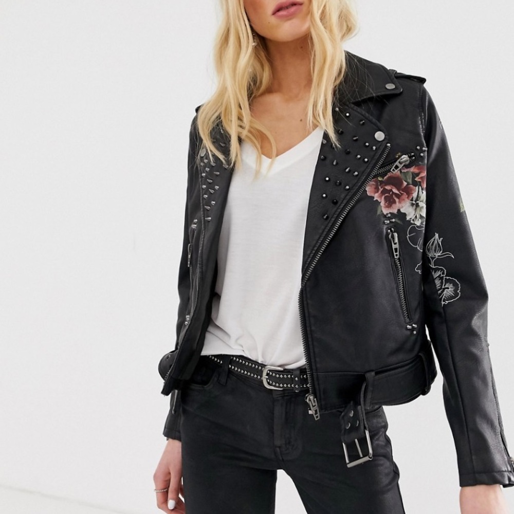 Floral biker jacket